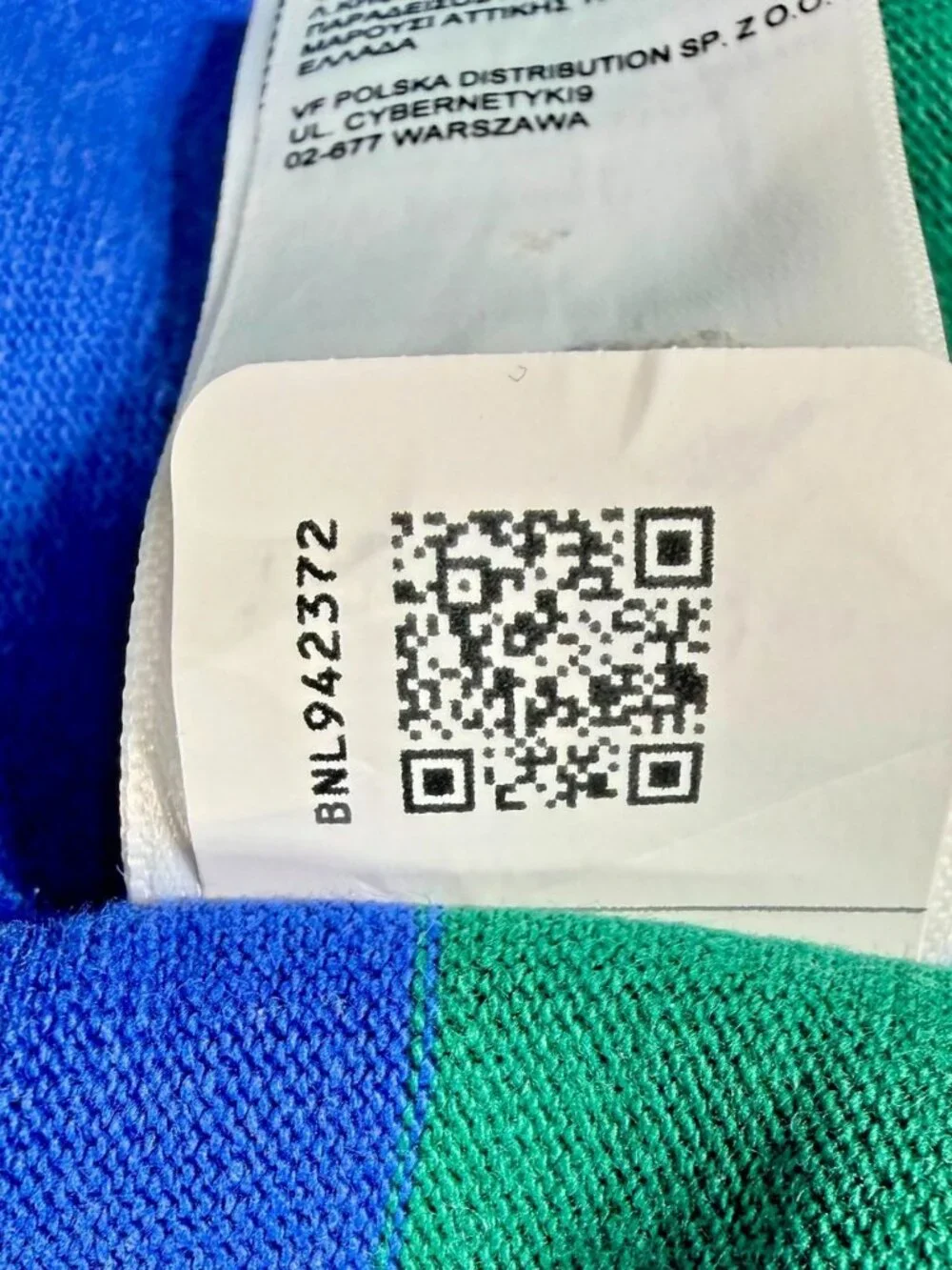 The North Face Rugby Shirt Mens L Blue Green Stripe Long Sleeve Logo Cotton